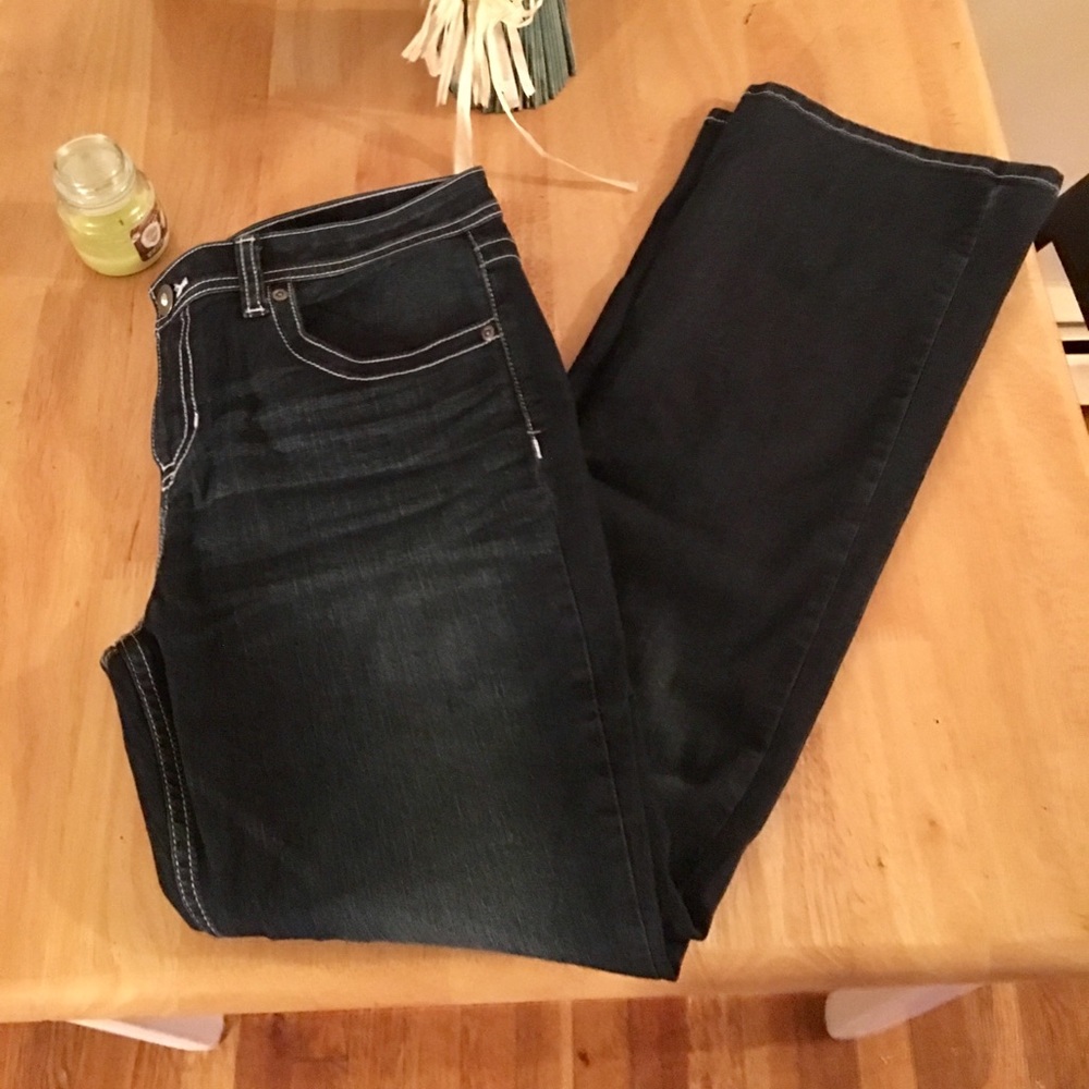 Dark denim bootcut jeans